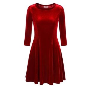 Red velvet midi dress